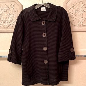 Black Waffle big buttons jacket with hand painted heart on back